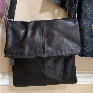 Black leather cross bag